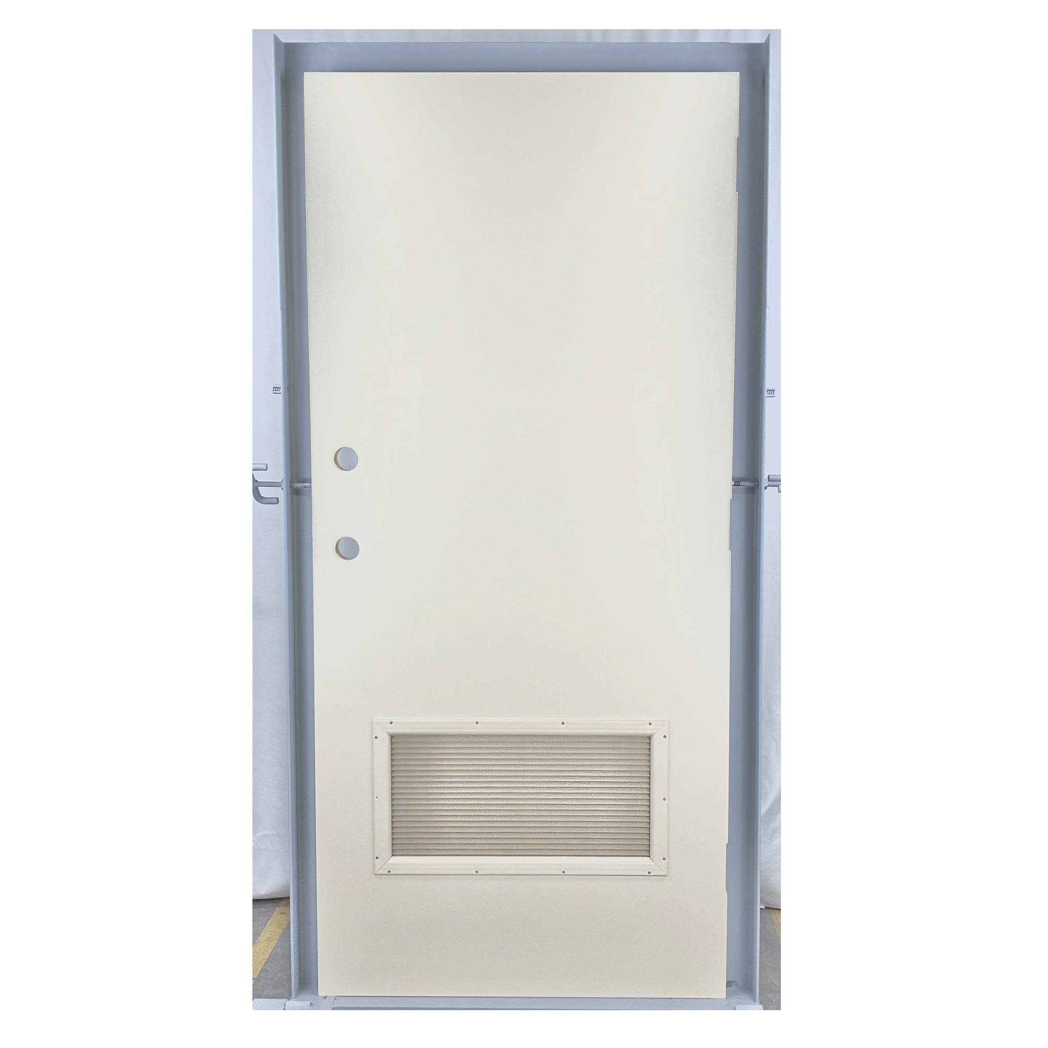 3' 0" x 6' 8" Fiberglass Door w/Louver & Deadbolt Prep, Right Hand