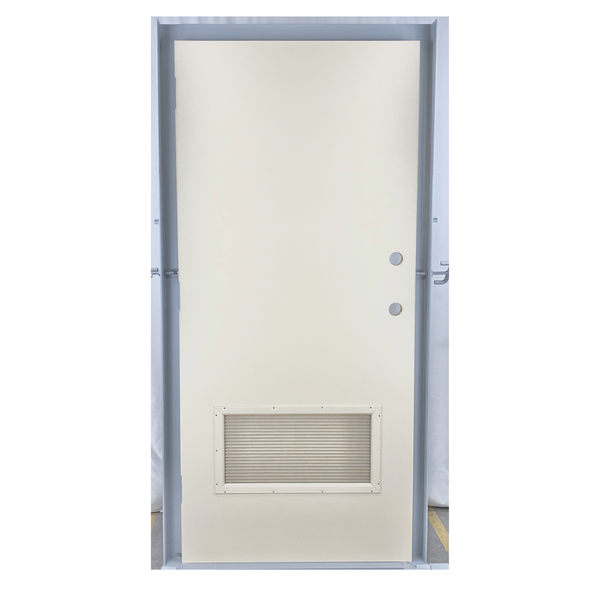 3' 0" x 6' 8" Fiberglass Door w/Louver & Deadbolt Prep, Left Hand