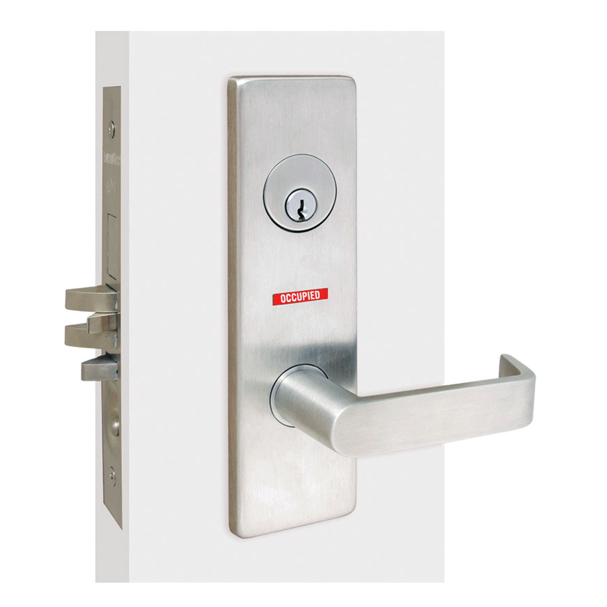 Mortise Grade 1 Lockset Latch and Deadbolt w/Thumbturn and Indicator, Non-IC, Stainless Steel